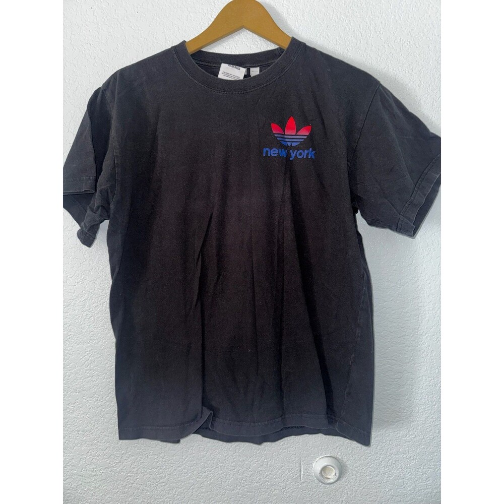 Adidas Originals New York T Shirt Mens M Black Big NYC Graphic Tee